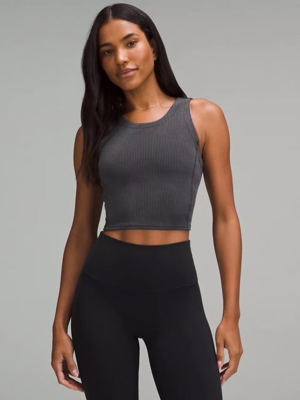 lululemon athletica Gray Ribbed Cropped Tank